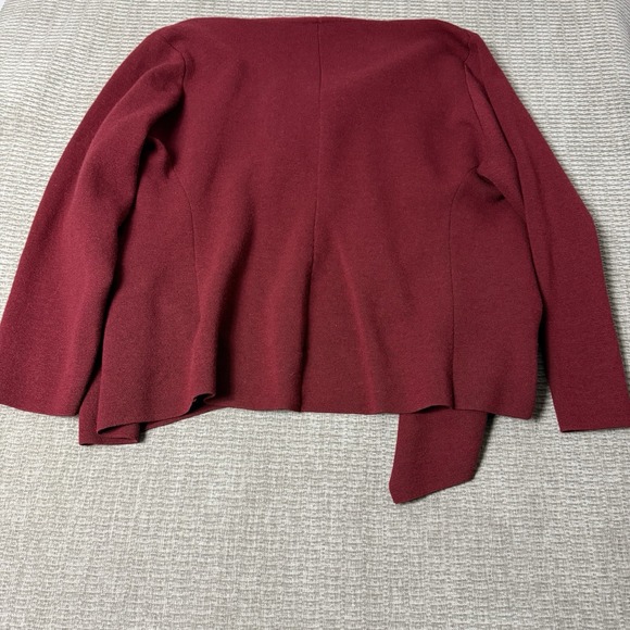 Eileen Fisher Wool Textured Burgundy Waterfall Front Open Cardigan 2XL - Picture 4 of 7